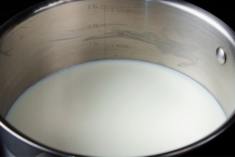 milk in a pan