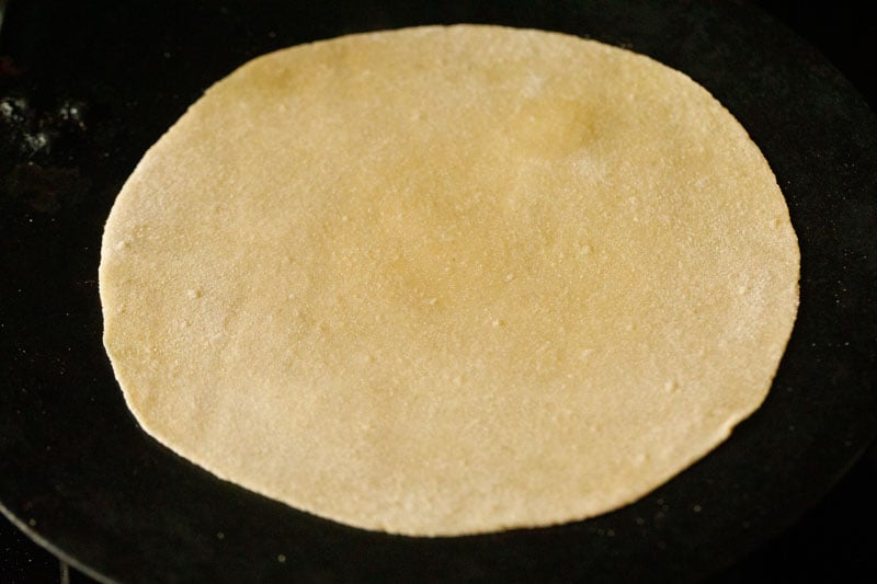 rolled roti on hot tawa