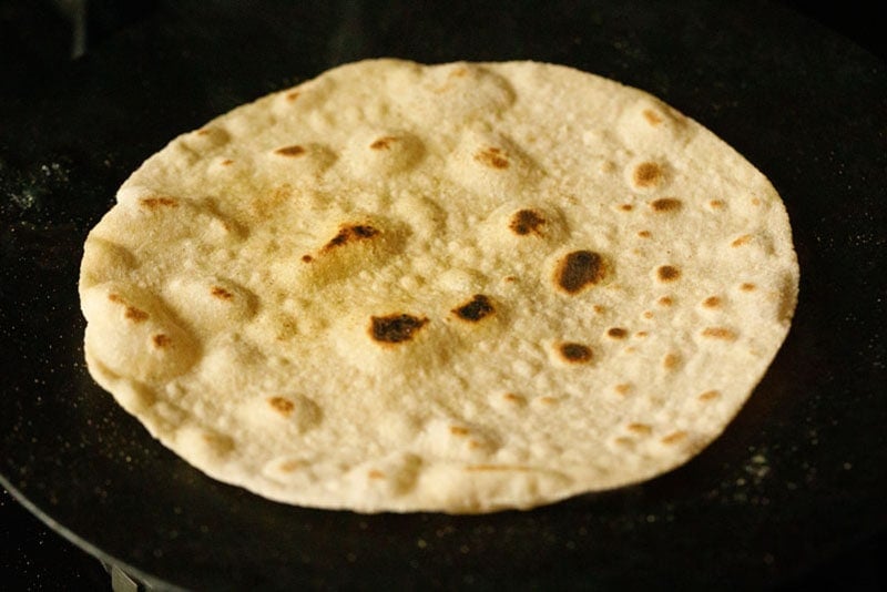 chapati flipped on tawa