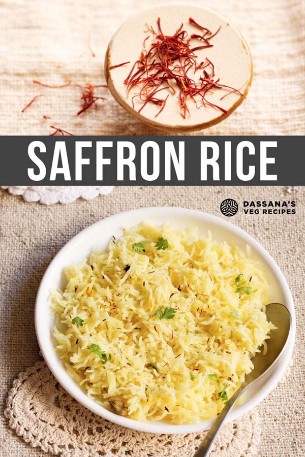 Saffron Rice Yellow Rice (Easy Indian Recipe) » Dassana's Veg Recipes