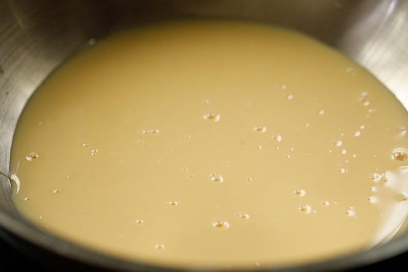 sweetened condensed milk in a pan