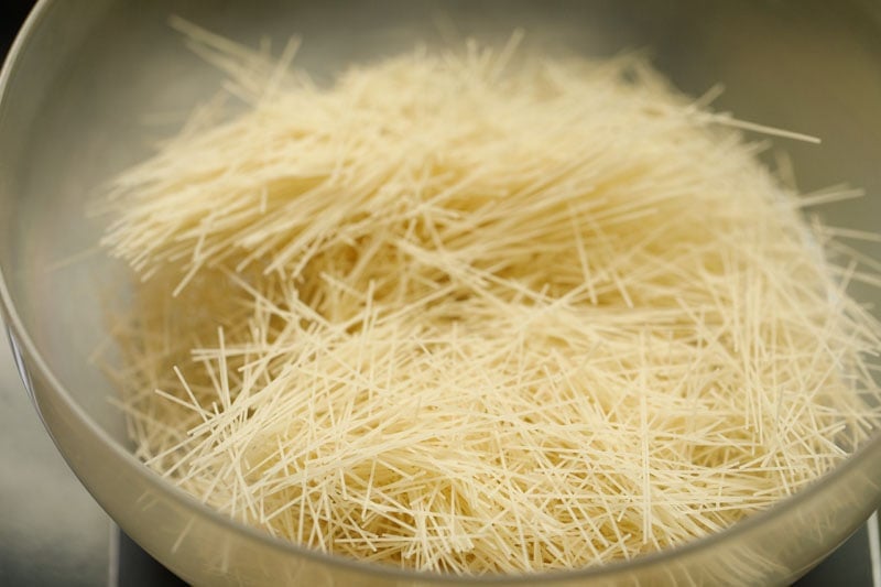 broken strands of vermicelli noodles