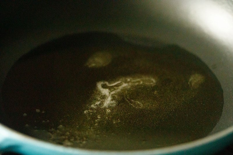 ghee added to frying pan