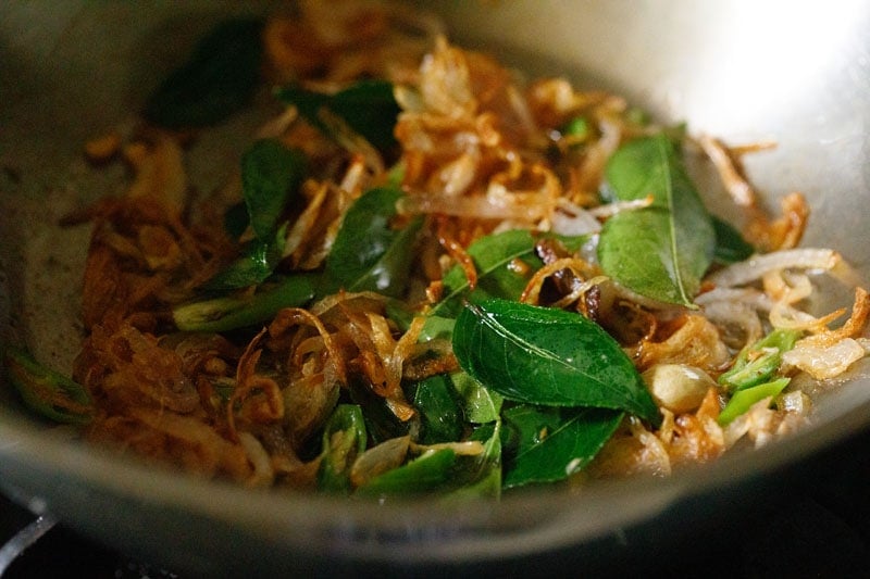 sautéed curry leaves and chilies