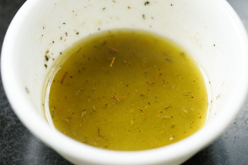 emulsified lemon garlic vinaigrette for veggie salad