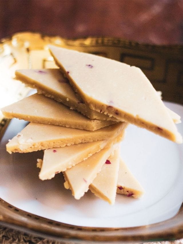 stack of kaju katli.