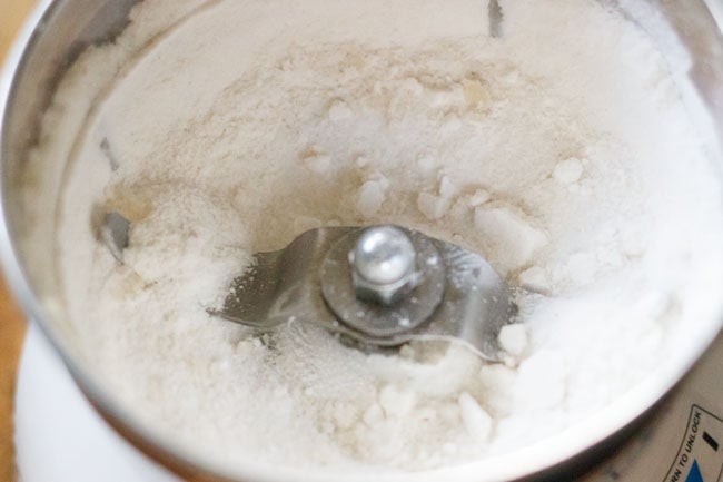 ground sugar powder in a grinder