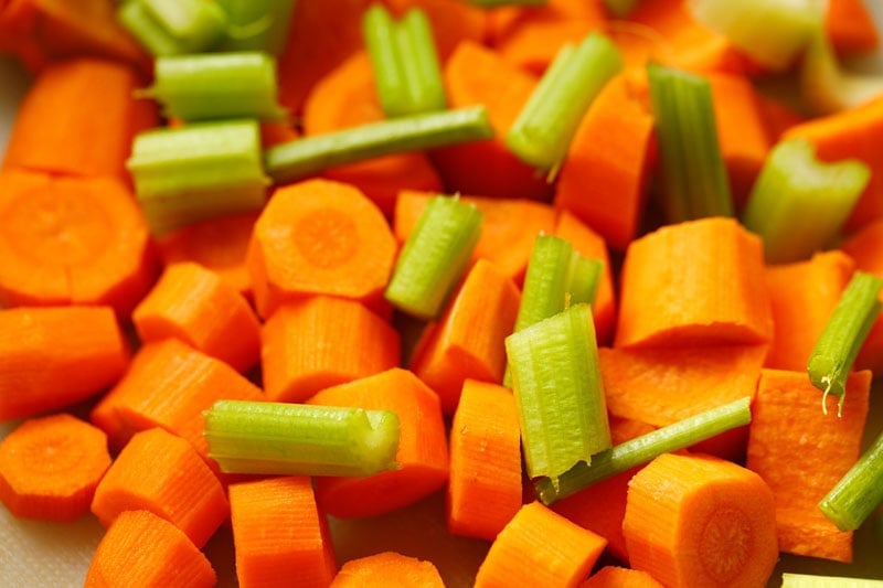 rough chopped celery and carrots.