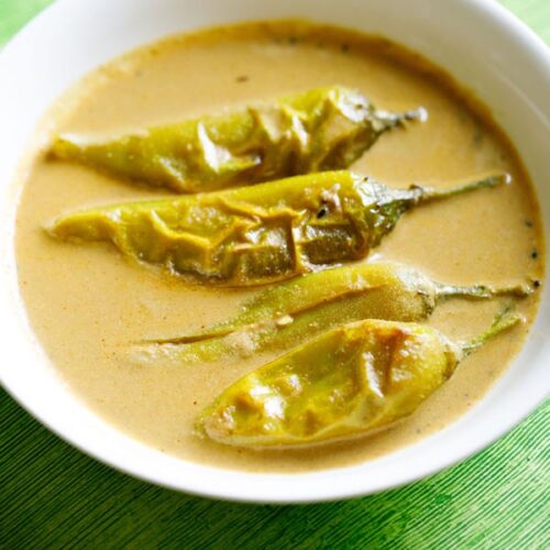 mirchi ka salan served in a white bowl.