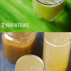 collage of two aam panna photos with text layovers.