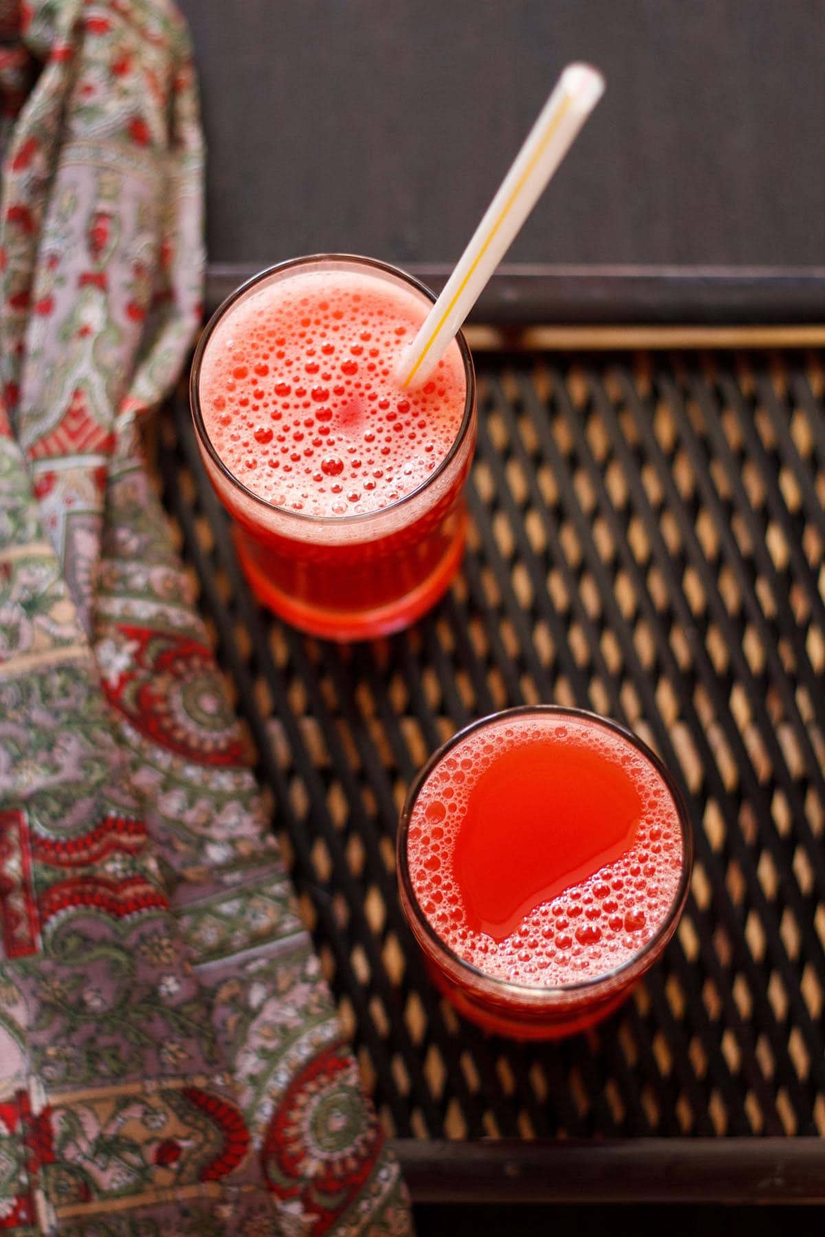 watermelon agua fresca served in glasses