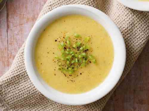 corn soup in a bowl