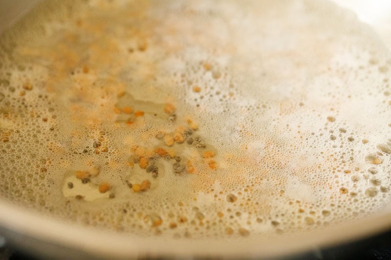 lentils fried golden in oil.