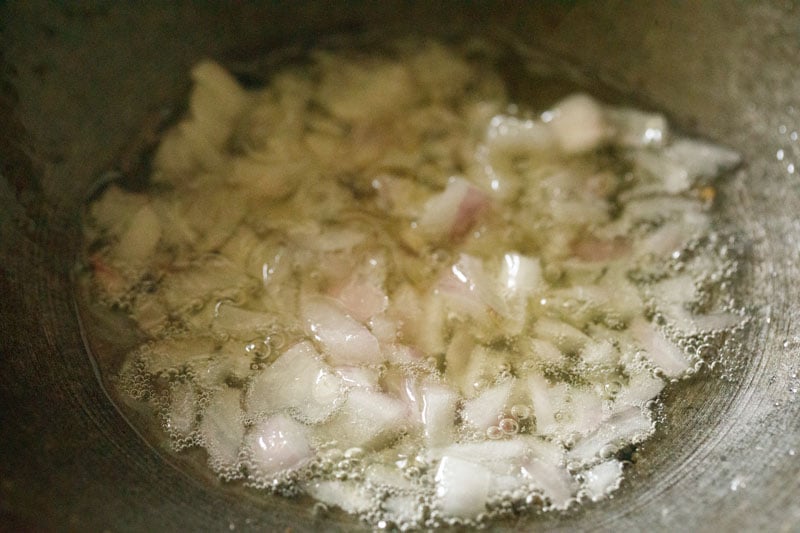 onion sautéing in oil.