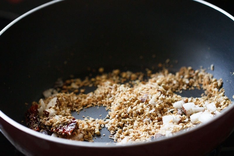 roasting coconut till golden. 