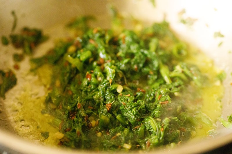 sautéing spinach. 