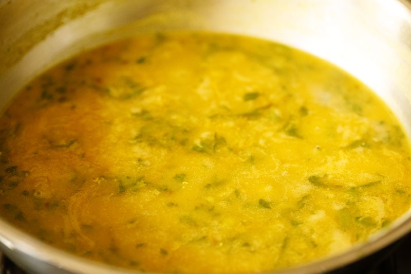 simmering dal palak. 