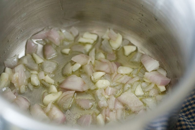 onion and garlic in oil.