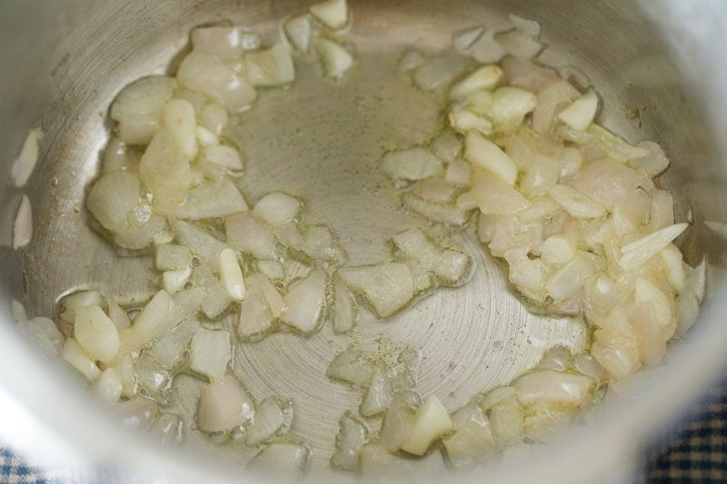 onions softened in oil.