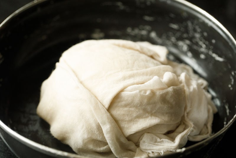 dough covered with moist cotton napkin and kept for resting for making kerala paratha.