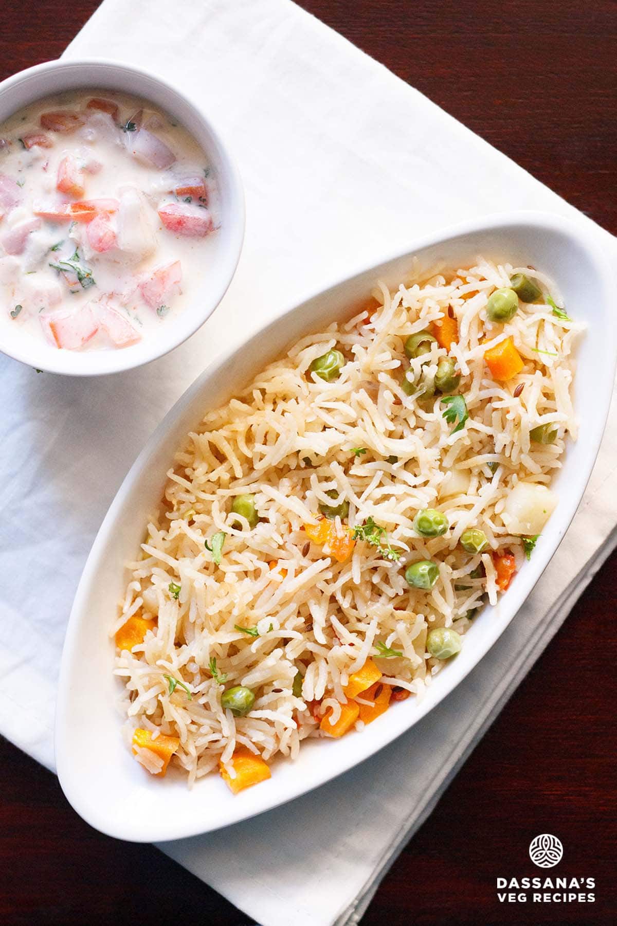 Veg pulao with raita.