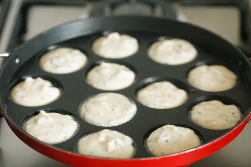 batter filled in the moulds. 