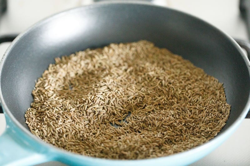dry roasting cumin seeds.