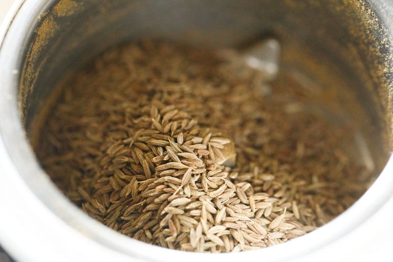 roasted cumin added to grinder jar.