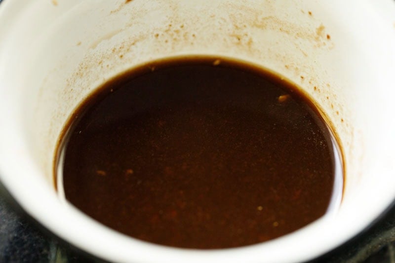 tamarind water in a bowl.