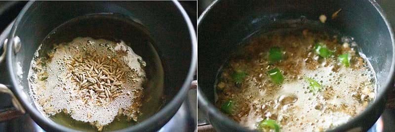 making tempering for jeera pulao.