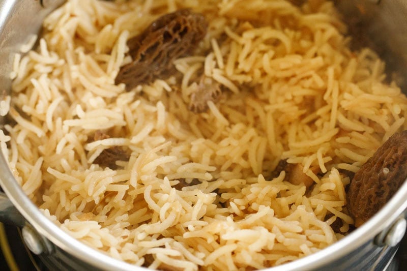 cooked gucchi pulao. 