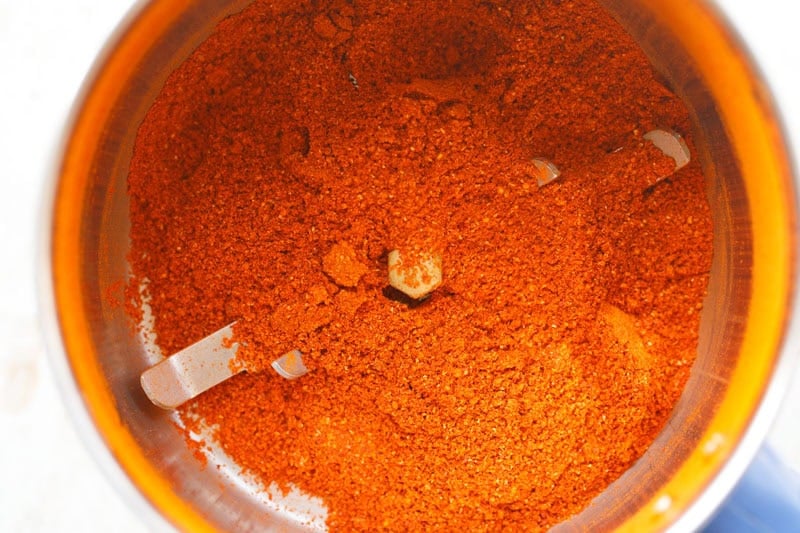 roasted red chilies ground to a fine powder.
