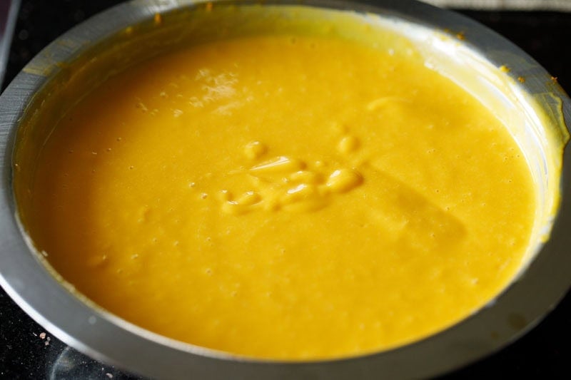 mango puree mixture in a bowl.