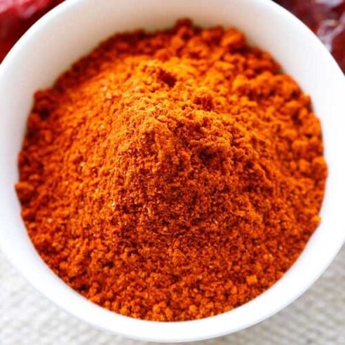 red chilli powder in a bowl.
