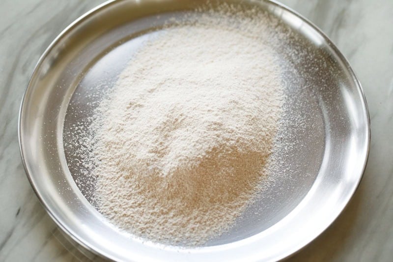 sifted dry ingredients on a plate.