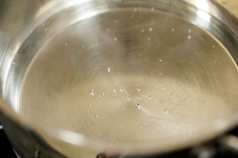 heating water in pan.