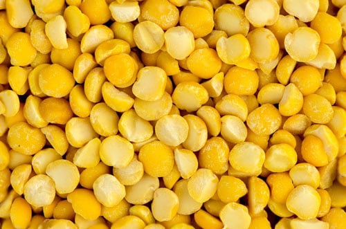 closeup of split chana dal.