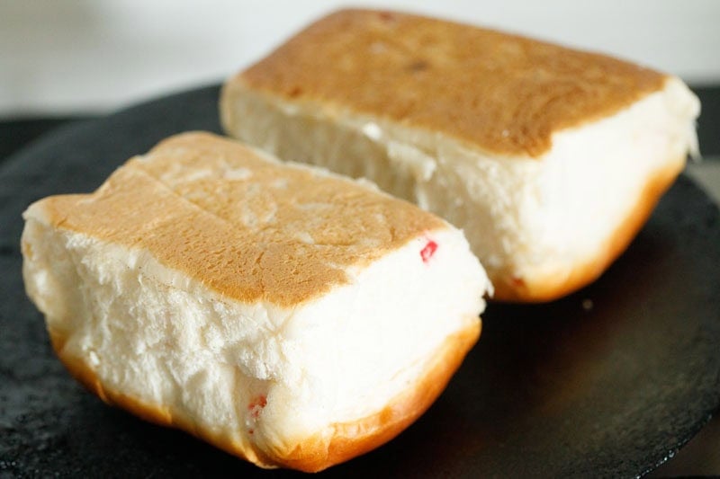 Two buns on skillet.