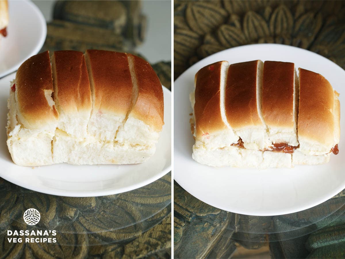 collage images of bun maska and jam maska bun.