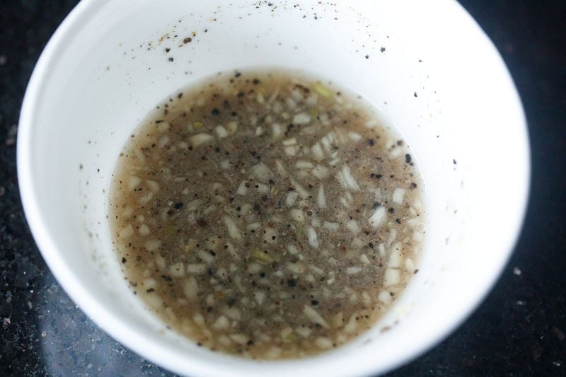 lemon vinaigrette mixture mixed.