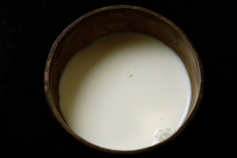 Milk in a bowl.
