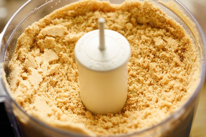 Crushed biscuits in food processor.