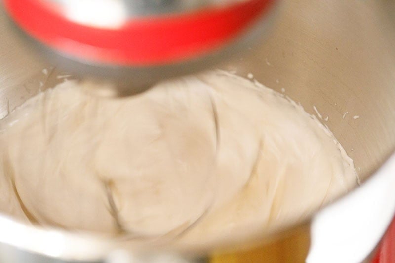 Whipping cream in a bowl.