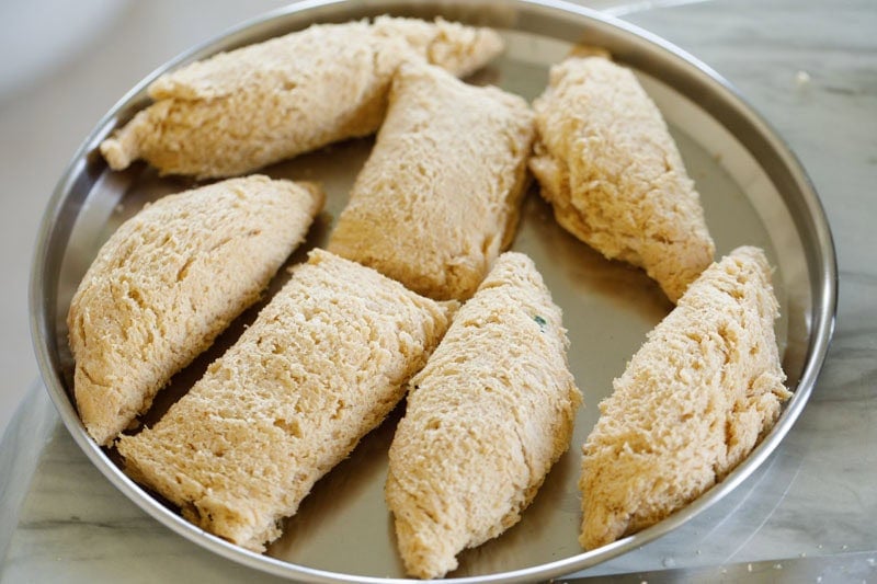 Plate of freshly made rolls.