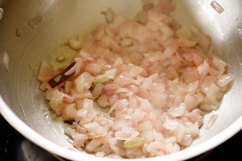 Onions being sautéed.
