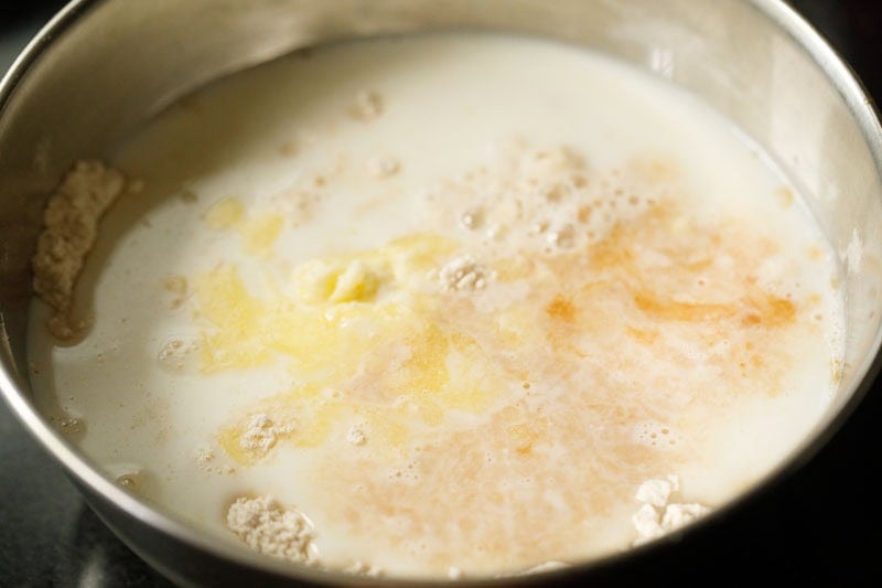 Mixing ingredients for buttermilk pancakes