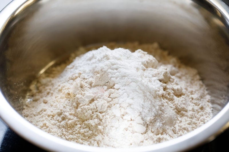Bowl filled with wheat flour.