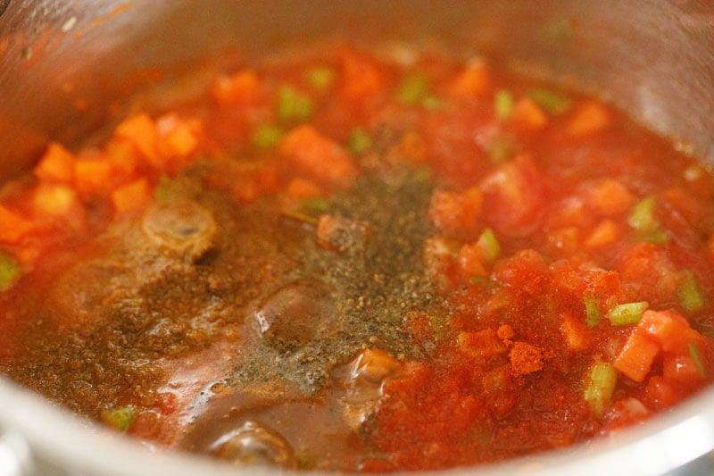 Ground spices in pot.