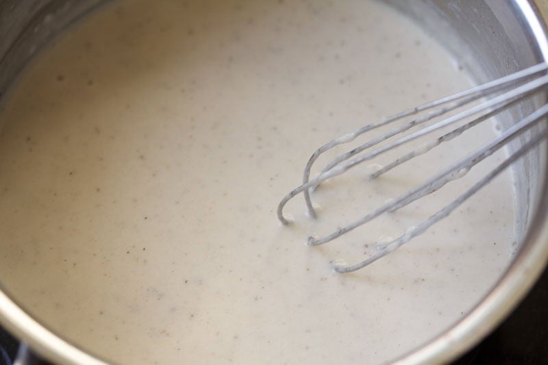 Creamy sauce in a saucepan