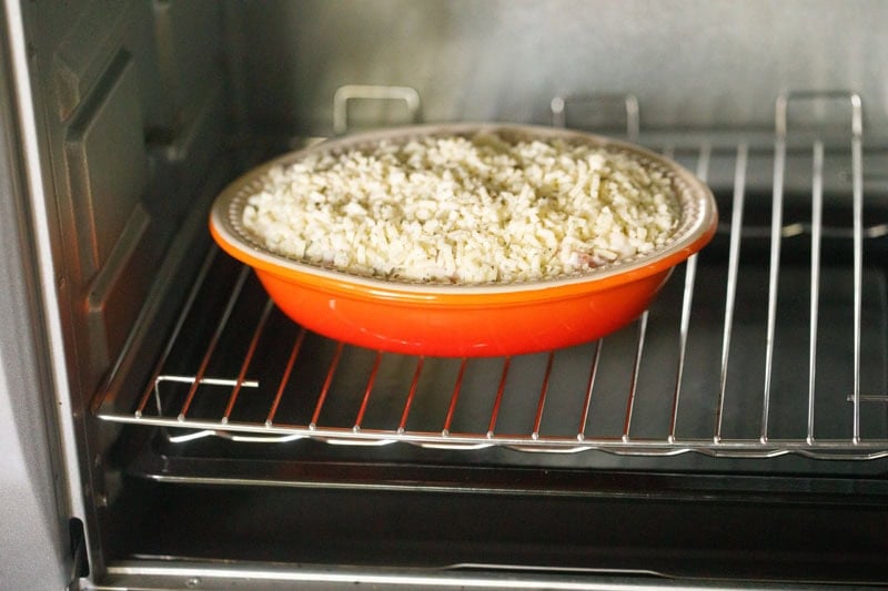 Vegetable au gratin in oven